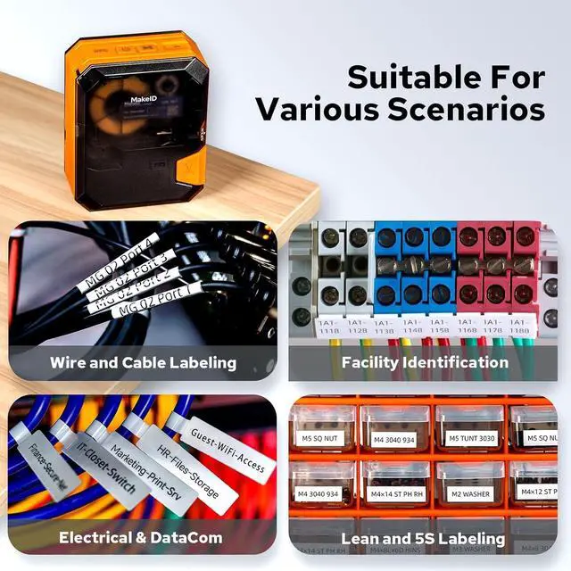 Alt view image 3 of 7 - P31S Portable Industrial Label Printer, 1" Print Head, Bluetooth, Mobile/PC Software. Comes with 1 Roll 0.75" x 19.68ft Label, Harsh Environment Resistant, for Wire, Cable & Heat Shrink Tubes