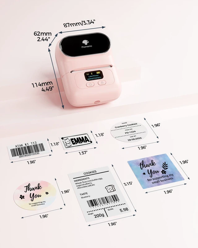 Alt view image 7 of 7 - M110 Label Maker with 3 Tapes, Bluetooth Portable Thermal Printer 2 Inch Sticker Label Printer, Easy to Use for Small Business, Home, School, Organization, APP with 6000+ Templates, Pink
