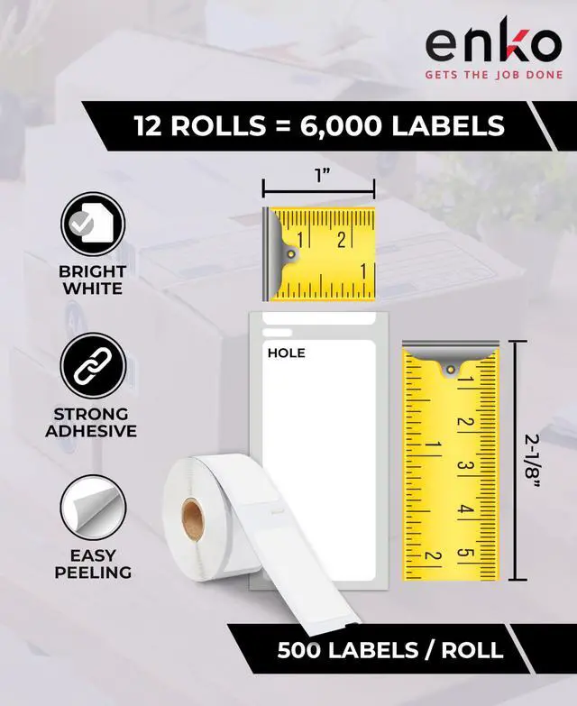 Alt view image 3 of 6 - 30336 Direct Thermal Address, Shipping and Barcode Labels (1 x 2-1/8 inches) - 12 Rolls | 6,000 Labels Compatible with Dymo LabelWriter 450 Turbo Printer and 4XL