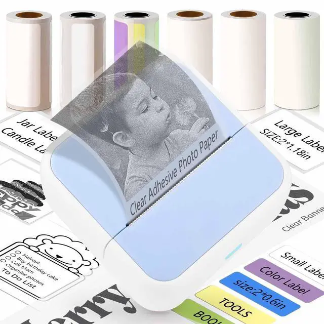 Main image of Label Maker Machine with 6 Waterproof Tapes, Thermal Label Maker, Portable Mini Bluetooth Label Printer with Clear Tape for Home, School, Office Organization Blue