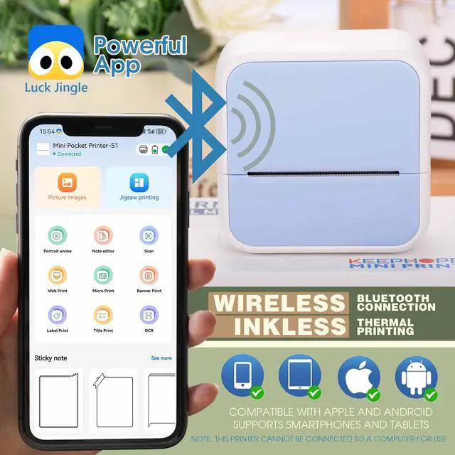 Alt view image 7 of 7 - Label Maker Machine with 6 Waterproof Tapes, Thermal Label Maker, Portable Mini Bluetooth Label Printer with Clear Tape for Home, School, Office Organization Blue