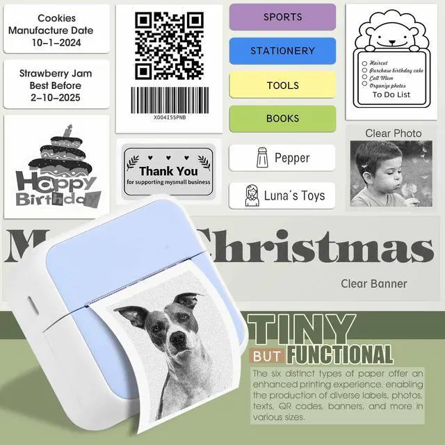 Alt view image 3 of 7 - Label Maker Machine with 6 Waterproof Tapes, Thermal Label Maker, Portable Mini Bluetooth Label Printer with Clear Tape for Home, School, Office Organization Blue