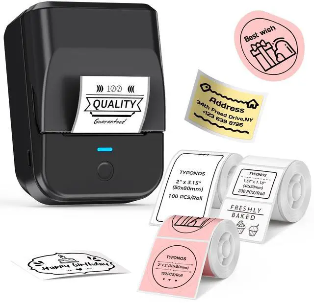 Main image of PM240 Label Maker Machine with 3 Tapes, 2" Portable Thermal Label Printer, Bluetooth Address Label Maker with Multiple Templates for Small Business, Home, School, Safety Label Makers, Set 1