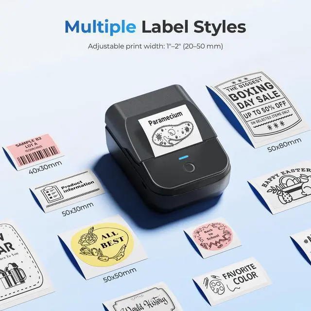 Alt view image 7 of 7 - PM240 Label Maker Machine with 3 Tapes, 2" Portable Thermal Label Printer, Bluetooth Address Label Maker with Multiple Templates for Small Business, Home, School, Safety Label Makers, Set 1
