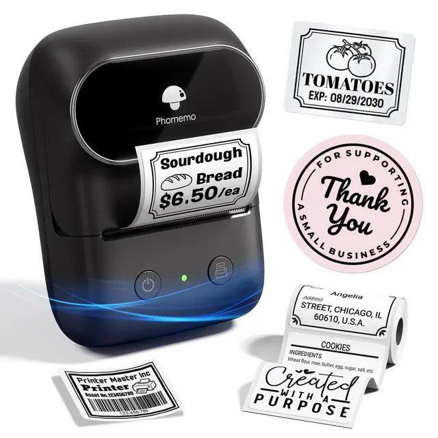 Main image of M108 Label Maker Machine with Tapes, Address Label Maker Portable Size and Widely Sticker Label Maker for Small Business, Office, Home, School, Came with 1 Pack White Label