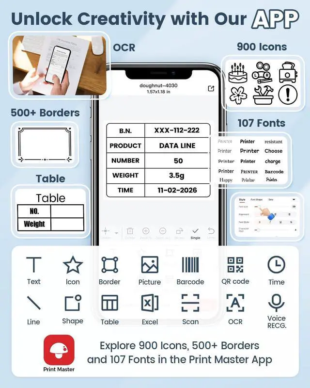 Alt view image 7 of 7 - M108 Label Maker Machine with Tapes, Address Label Maker Portable Size and Widely Sticker Label Maker for Small Business, Office, Home, School, Came with 1 Pack White Label
