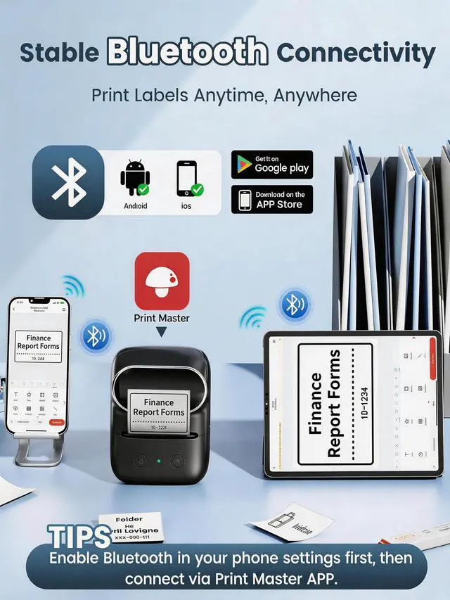 Alt view image 5 of 7 - M108 Label Maker Machine with Tapes, Address Label Maker Portable Size and Widely Sticker Label Maker for Small Business, Office, Home, School, Came with 1 Pack White Label