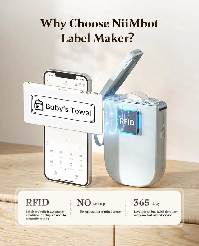 Alt view image 7 of 7 - 300 DPI D11 Label Maker Machine with 1 Tape, Mini Portable Label Printer, Bluetooth Thermal Label Printer Sticker Labeler for Office Home Kitchen School Organization, Blue