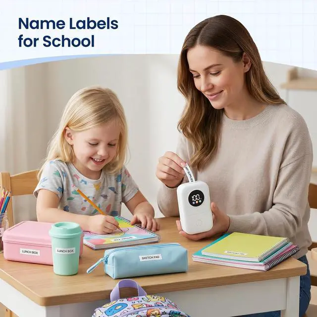 Alt view image 5 of 7 - Label Maker Machine with 5 Tapes, 2026 Upgraded D30D Smart Screen Mini Bluetooth Label Maker, Small Labeler Rechargeable for Home Office School Organization, Multiple Template Font for Crafter