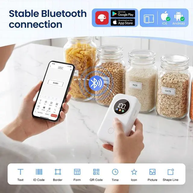 Alt view image 7 of 7 - Label Maker Machine with 5 Tapes, 2026 Upgraded D30D Smart Screen Mini Bluetooth Label Maker, Small Labeler Rechargeable for Home Office School Organization, Multiple Template Font for Crafter