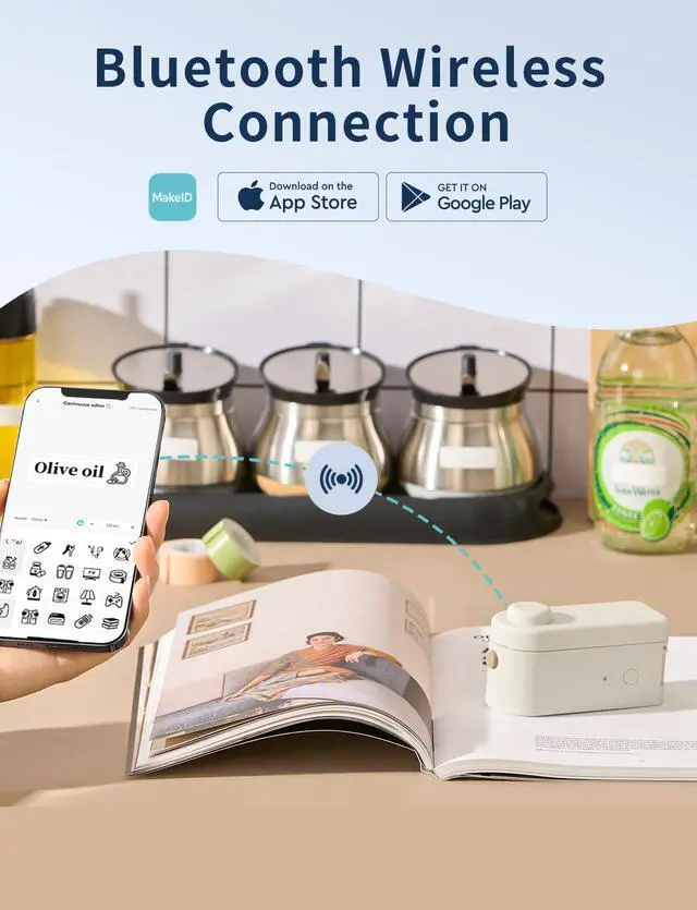 Alt view image 3 of 7 - Lightweight Label Maker with Cutter L1-C Bluetooth Printer
