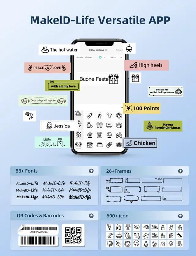 Alt view image 6 of 7 - Lightweight Label Maker with Cutter L1-C Bluetooth Printer