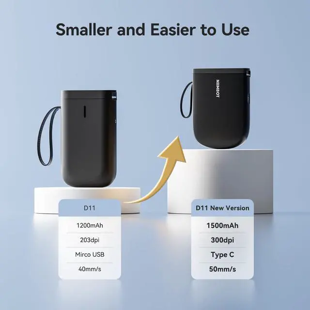 Alt view image 2 of 7 - D11 New Version Label Maker Machine with Tape,300DPI Bluetooth Label Printer, Portable Thermal Printer,Sticker Maker for Organizing Home Office School,Black