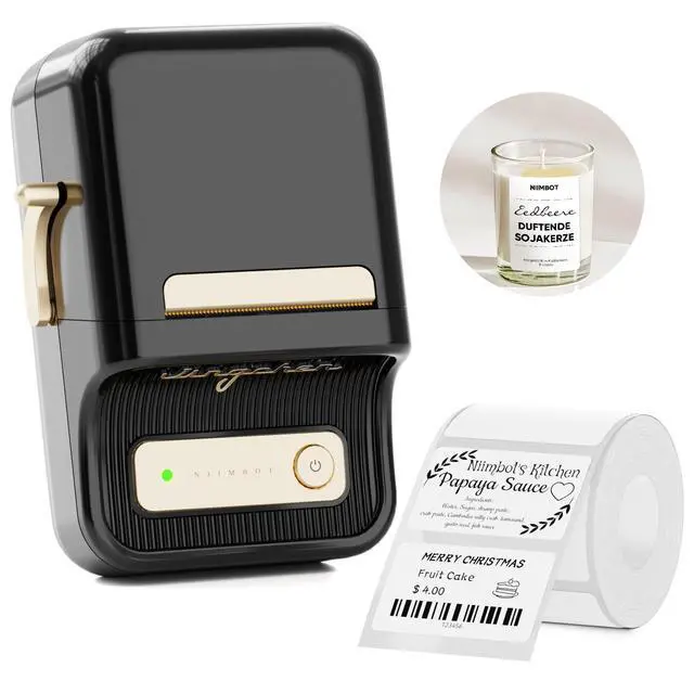 Main image of B21 Label Maker, Thermal Label Printer, Portable Inkless Label Makers for Home/Office/Business, with 1 Pack 50x30mm White Label, Compatible with iOS & Android (Black)