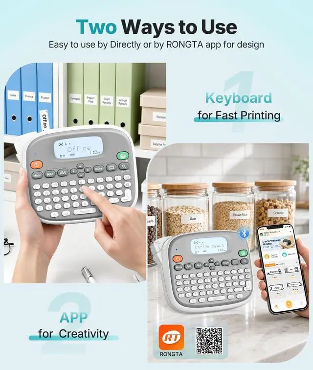 Alt view image 2 of 7 - Label Maker Machine with Tape, Label Maker Waterproof with QWERTY Keyboard, TM95 12mm Portable Labeler for Home Organization, Office or School Supplier (Label Maker with 1 Tape, White)