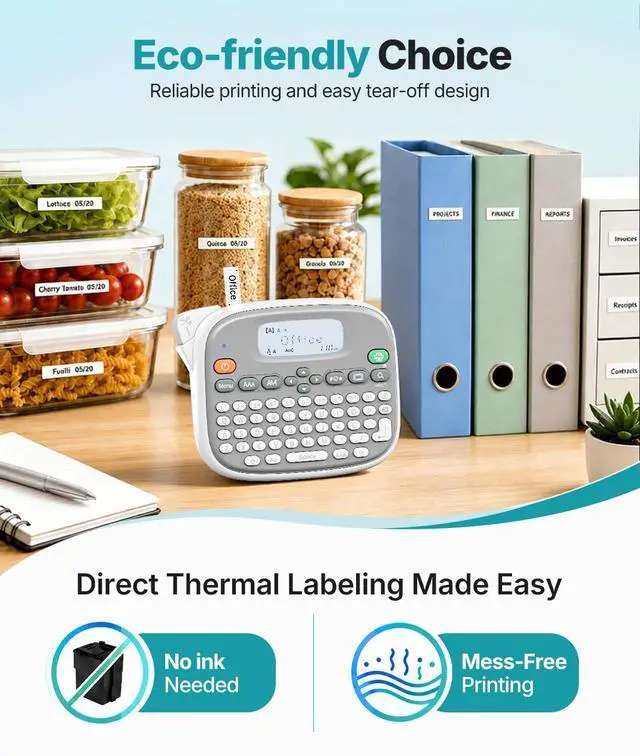 Alt view image 5 of 7 - Label Maker Machine with Tape, Label Maker Waterproof with QWERTY Keyboard, TM95 12mm Portable Labeler for Home Organization, Office or School Supplier (Label Maker with 1 Tape, White)