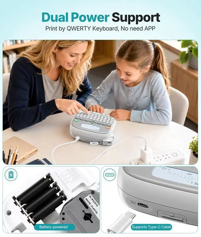 Alt view image 4 of 7 - Label Maker Machine with Tape, Label Maker Waterproof with QWERTY Keyboard, TM95 12mm Portable Labeler for Home Organization, Office or School Supplier (Label Maker with 1 Tape, White)