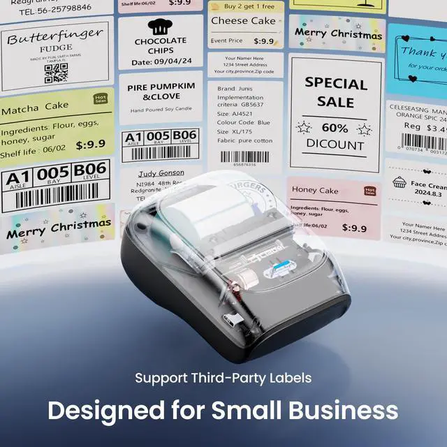 Alt view image 7 of 7 - Label Maker Machine with Tape, 221B Thermal Bluetooth Label Printer 2 Inch Portable Barcode Inkless Sticker for Small Business, Retail Office,Office, Home, Came with 1 Roll Label (Black)