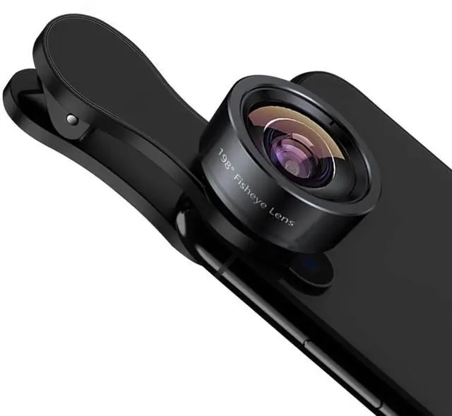 Main image of Fisheye Lens 198° Fish Eye Phone Camera Lens Kit for iPhone Fish Bowl Camera Lens Attachments for iPhone Samsung Smartphone Black