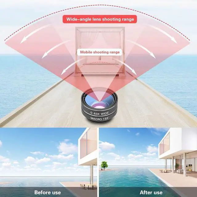 Alt view image 4 of 7 - Phone Camera Lens Kit, 14 in 1 Lenses with Selfie Light for iPhone 14 13 12 11 Xs X Pro Samsung and Other Andriod Smartphone, Universal Clip on Wide Angle+Macro+ Fisheye Camera Lenses