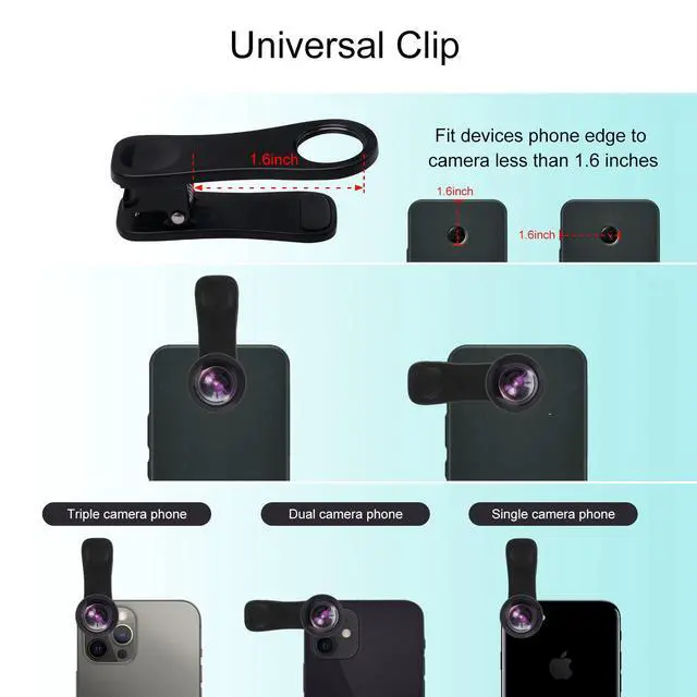 Alt view image 3 of 7 - Phone Camera Lens Kit, 14 in 1 Lenses with Selfie Light for iPhone 14 13 12 11 Xs X Pro Samsung and Other Andriod Smartphone, Universal Clip on Wide Angle+Macro+ Fisheye Camera Lenses