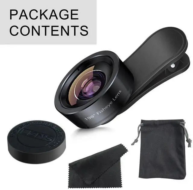 Alt view image 7 of 7 - Fisheye Lens 198° Fish Eye Phone Camera Lens Kit for iPhone Fish Bowl Camera Lens Attachments for iPhone Samsung Smartphone Black