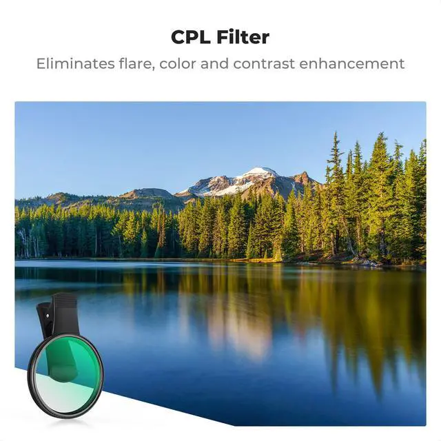 Alt view image 2 of 7 - CONCEPT 67mm Clip-on CPL Phone Camera Lens Filter Kit, Circular Polarizer Polarizing Filter Compatible with iPhone 16 15 14 13 12 11