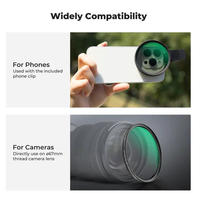 Alt view image 6 of 7 - CONCEPT 67mm Clip-on CPL Phone Camera Lens Filter Kit, Circular Polarizer Polarizing Filter Compatible with iPhone 16 15 14 13 12 11