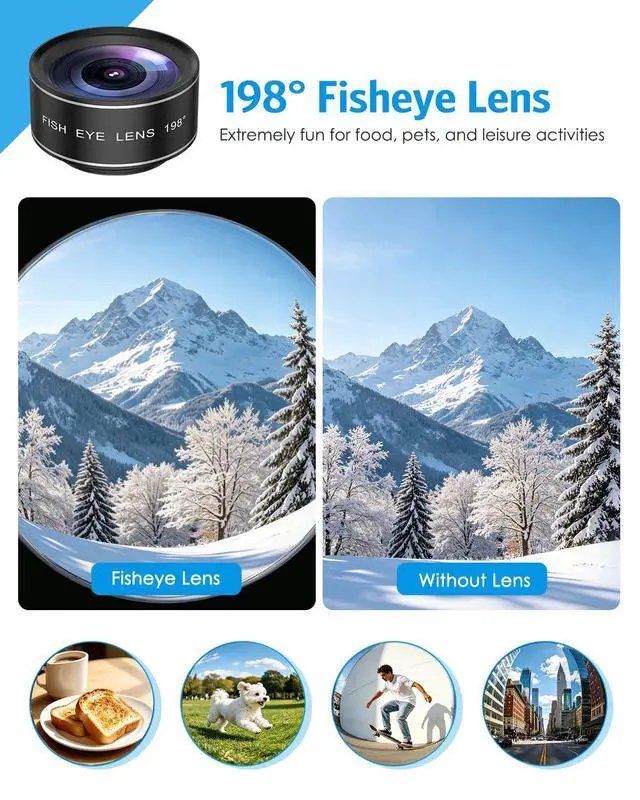Alt view image 2 of 7 - 7 in 1 Clip On Phone Camera Lens Kit, 0.63X Wide Angle,15X Macro,2X Telephoto,198°Fisheye,CPL,Starburst, Kaleidoscope Universal Smartphone Lens for iPhone Samsung Google Pixel