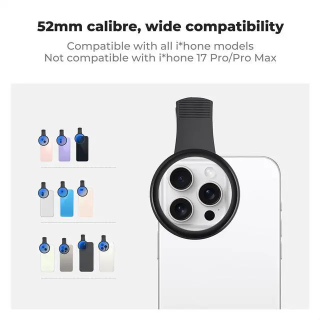 Alt view image 5 of 7 - CONCEPT 52mm Clip-on CPL Phone Camera Lens Filter Kit, Circular Polarizer Polarizing Filter Compatible with iPhone 17 16 15 14 13 12 11
