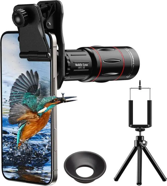 Main image of 18X Telephoto Lens, Hight Power Telephoto Phone Lens with Tripod, Mobile Cell Lens Attachment for Android & iPhone, Samsung and Most Smartphone