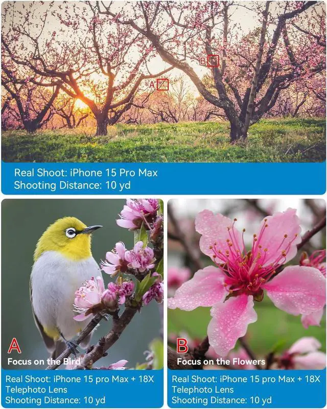 Alt view image 3 of 7 - 18X Telephoto Lens, Hight Power Telephoto Phone Lens with Tripod, Mobile Cell Lens Attachment for Android & iPhone, Samsung and Most Smartphone