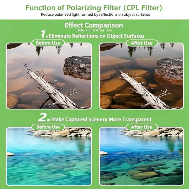 Alt view image 7 of 7 - New CPL Phone Camera Filter Kit with Polarization, Universal Clip-On to Eliminate Glare & Boost Colors for iPhone 17 16 15 14 13 12 11 and Other Smart Phones Photography (52mm)