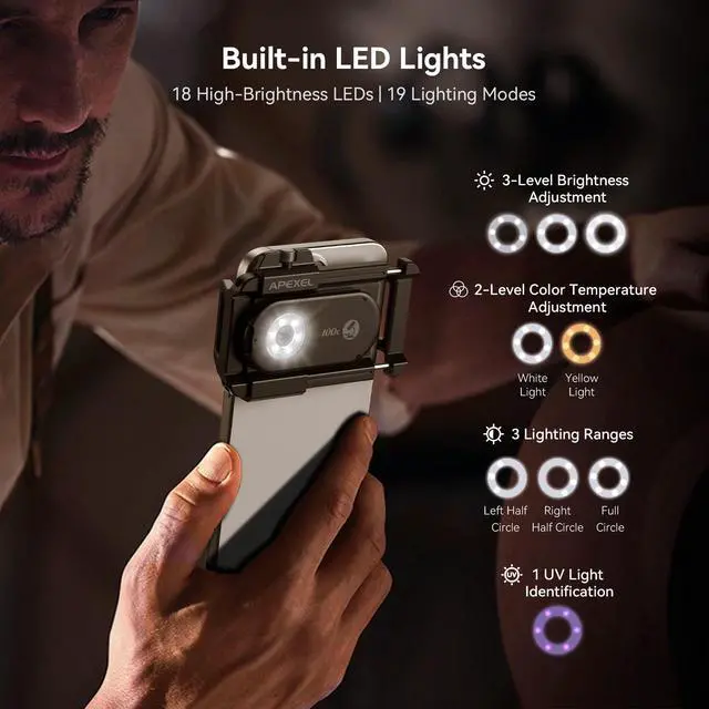 Alt view image 4 of 7 - Phone Microscope Lens, PhoneMicro 5 Series 100X Phone Micro Lens for Android/iPhone With LED Light/CPL/Universal Clip, Mini Pocket Microscope, Smartphone Camera Attachment for iPhone & Android.