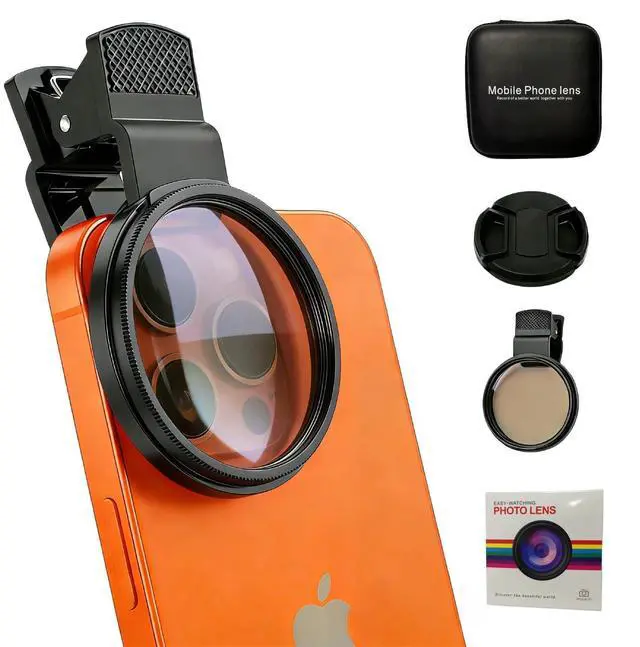 Main image of 52mm Clip-On CPL Filter for iPhone Android Phone | Circular Polarizing Lens to Eliminate Glare & Boost Color, Optical Glass with Universal Clip Mobile Photography for iPhone 17 16 15 14 13 12 11