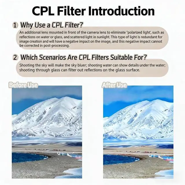 Alt view image 6 of 7 - 52mm Clip-On CPL Filter for iPhone Android Phone | Circular Polarizing Lens to Eliminate Glare & Boost Color, Optical Glass with Universal Clip Mobile Photography for iPhone 17 16 15 14 13 12 11