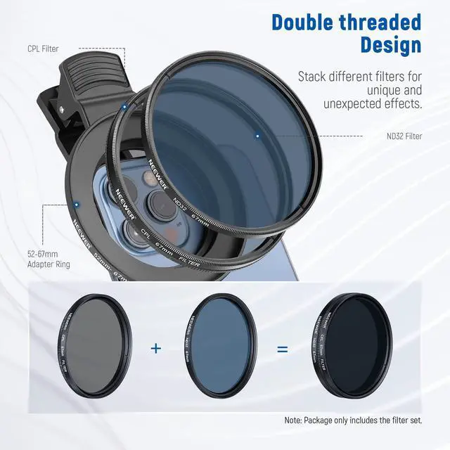 Alt view image 7 of 7 - 67mm ND + CPL + Star + 4 Graduated Color Filter Set with Phone Lens Clamp Compatible with iPhone 17 16 16e 15 14 Pro Max Plus Android Samsung S25 Ultra