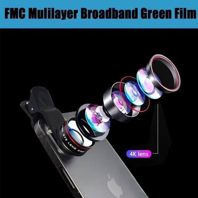 Alt view image 4 of 7 - Phone Camera Lens, Clip on Cell HD Phone Fisheye Lens kit, 235° Fisheye Lens for Most iPhone Android Samsung Phones and Smartphones