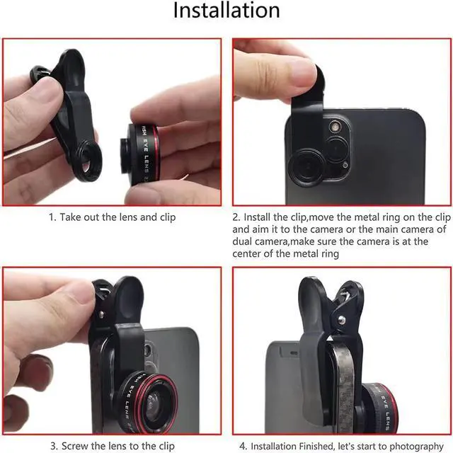 Alt view image 5 of 7 - Phone Camera Lens, Clip on Cell HD Phone Fisheye Lens kit, 235° Fisheye Lens for Most iPhone Android Samsung Phones and Smartphones