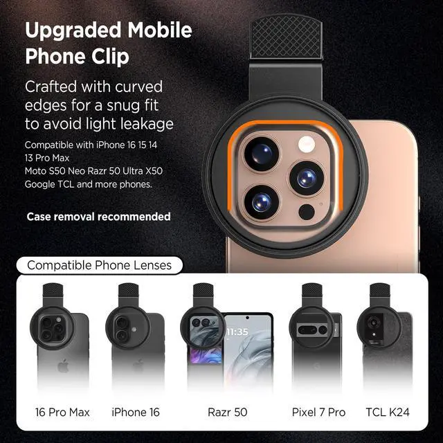 Alt view image 5 of 6 - 8 Points Star Filter,52mm Rotatable Star Lens for iPhone 16/15/14/13 Pro Max Moto Google Samsung TCL Phone, Cross-Screen Sparkle Effect Starburst Filter with Clip,Nightscape