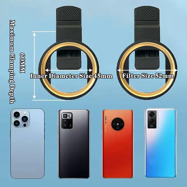Alt view image 5 of 7 - 10 in 1 Phone Camera Lens Kit, 52mm Clip-on Glass CPL Polarizing Lens for iPhone with 10 x Macro Lens, 7 Color Lens Filters and CPL Filter