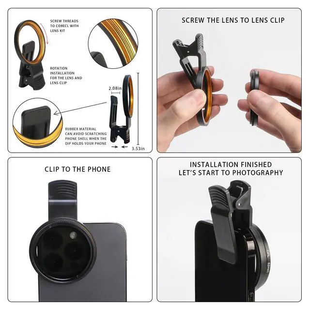 Alt view image 5 of 7 - 52MM Circular Polarizer Filter, Ultra Slim Multi-Coated CPL Lens Filter, Clip-on Phone Camera Filter Kit, Compatible for iPhone 15 14 13 12 11,Motorola, Google Pixel and Other Smart Phones