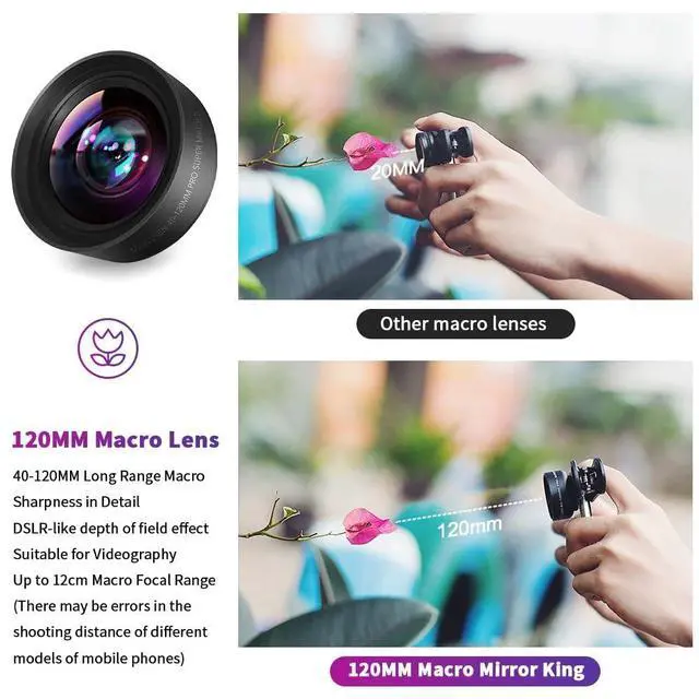 Alt view image 3 of 7 - 120MM Macro Lens for iPhone - Super Macro with , Professional Universal Clip Phone Camera Lens for Photo Video Lens of iPhone Samsung Android
