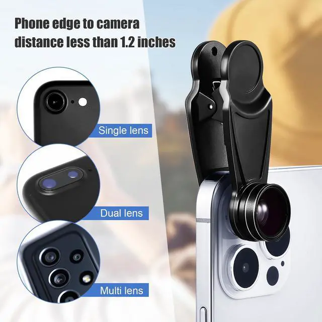 Alt view image 2 of 6 - 16 Pcs Phone Camera Lens Kit 16 in 1 with Selfie Light Universal Clip on Cell Phone 198 Degree Fisheye Wide Angle Macro Kaleidoscope CPL Lens Attachments Compatible with Most Phones