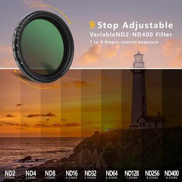 Alt view image 2 of 7 - 52MM Variable ND2-ND400 Filter, Ultra Slim Multi-Coated Adjustable Neutral Density Filter, Clip-on Phone Lens ND Filter Kit, Compatible for iPhone 15 14 13 12 11, Google Pixel and Other Smart Phones