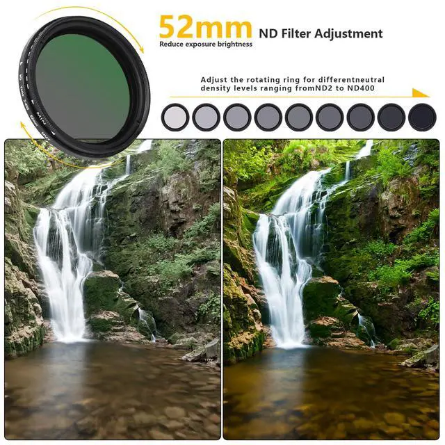 Alt view image 4 of 7 - 52MM Variable ND2-ND400 Filter, Ultra Slim Multi-Coated Adjustable Neutral Density Filter, Clip-on Phone Lens ND Filter Kit, Compatible for iPhone 15 14 13 12 11, Google Pixel and Other Smart Phones
