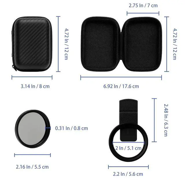 Alt view image 2 of 7 - 52mm Clip-On Circular Polarizer (CPL) Lens Filter Kit Professional Phone Camera Filter for iPhone 1711 & Compatible DSLR Cameras