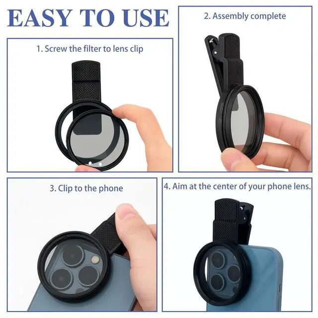 Alt view image 5 of 7 - 52mm Clip-On Circular Polarizer (CPL) Lens Filter Kit Professional Phone Camera Filter for iPhone 1711 & Compatible DSLR Cameras