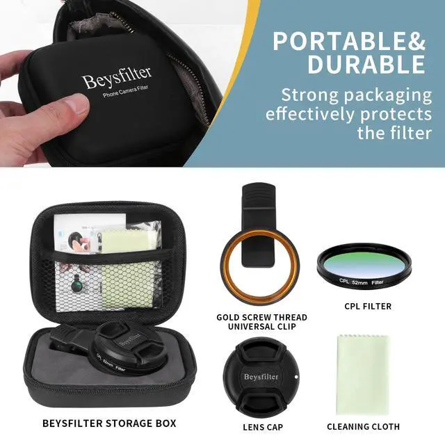 Alt view image 7 of 7 - 52MM CPL Filter for Phone, Clip-on Circular Polarizing Lens, HD Multi-Coated Optical Glass, Camera Lens Filter Kit Compatible with iPhone 16 15 14, Samsung, Google Pixel and Other Smart Phones