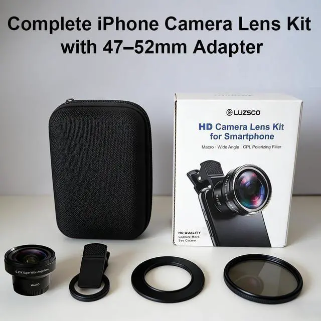 Alt view image 7 of 7 - Macro & Wide Angle Lens for iPhone, Phone Camera Lens Kit with CPL Polarizing Filter & 4752mm Adapter Ring, Professional iPhone Camera Lens Accessories for Photography